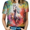 thumbnail image 1 of Cool Horse T-Shirts Casual T-Shirt Short Sleeve Women Trendy Tshirt Beach Custom Tops, 1 of 5