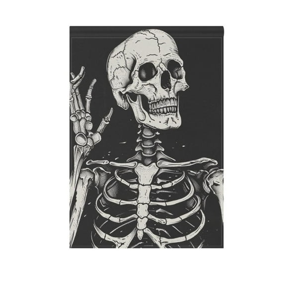 Cool Human Skeleton Garden Flag House Banner 12" x 18" Double Sided Outdoor Yard Decoration
