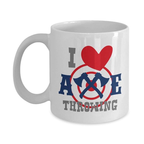 Cool I Love Axe Throwing Coffee & Tea Gift Mug For A Professional Woodchopper Or Ax Thrower