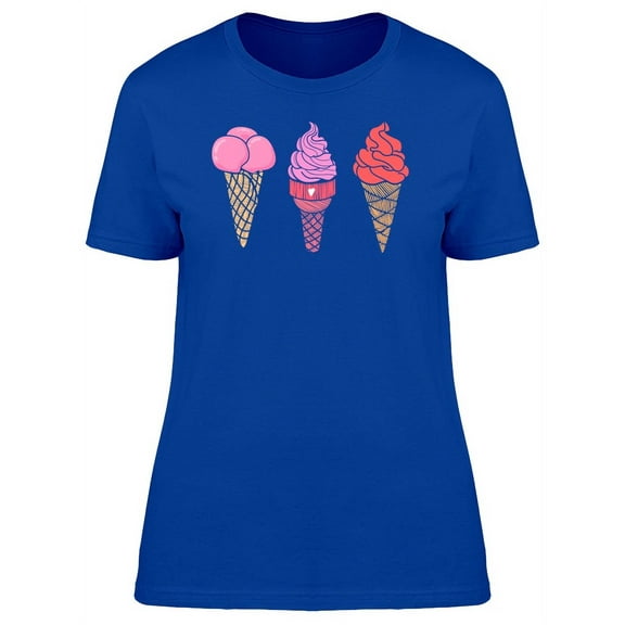 Cool Ice Cream Cone Doodles T-Shirt Women -Image by Shutterstock, Female Medium