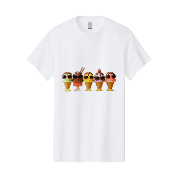 Cool-Ice-Cream-Cones Mens Graphic Tee, 100% Cotton, Casual Summer Wear-BAA402