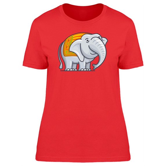 Cool Indian Elephant Cartoon T-Shirt Women -Image by Shutterstock, Female Large