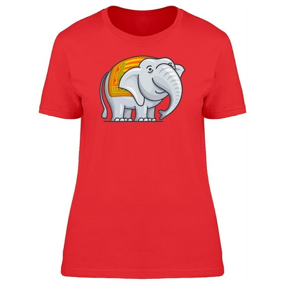 Cool Indian Elephant Cartoon T-Shirt Women -Image by Shutterstock, Female x-Large