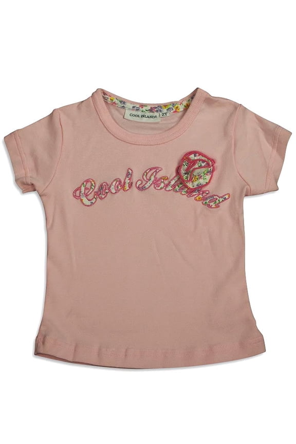 Girls Cotton Short Sleeve T-shirt Logo Tee Shirt Top - 4 Colors 28853-2T (pink)