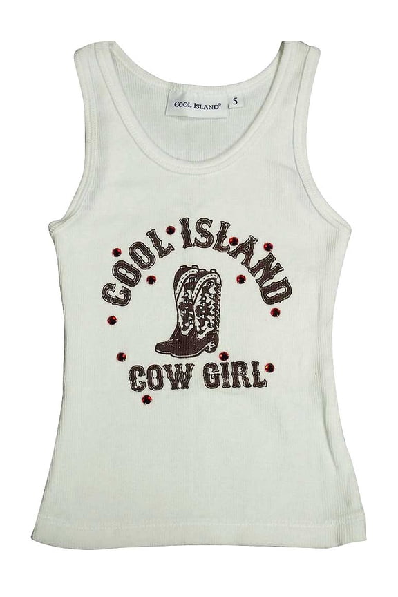Girls Cotton Sleeveless Jeweled Shirt Top 9623-5 (white)