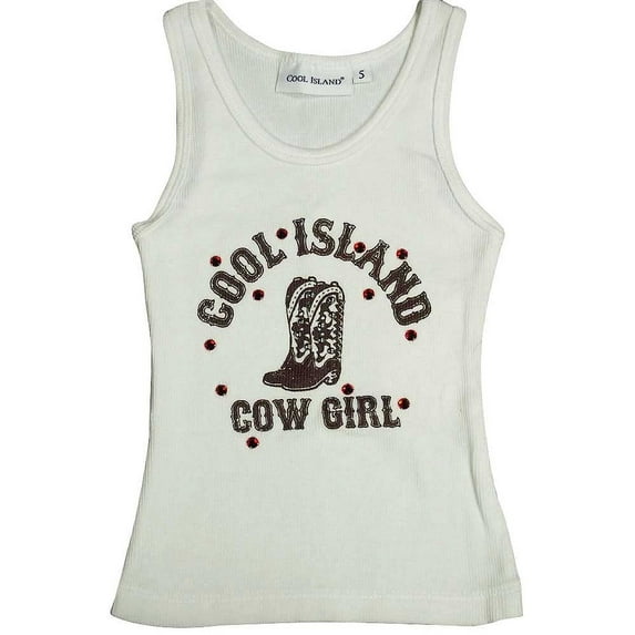 Cool Island Girls Cotton Sleeveless Jeweled Shirt Top 9623-6X (white)