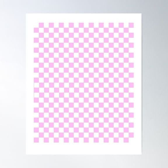 Cool Japanese Traditional Patterns ”Ichimatsu Moyou" (Checkerboard Pattern) ～Pink＆White ～ Items. Poster Wall Art, Modern Wall Decor For Living Room Bedroom, 8x12 UNFRAMED