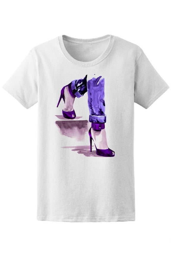 Cool Jeans High Heels Legs T-Shirt Women -Image by Shutterstock, Female Large