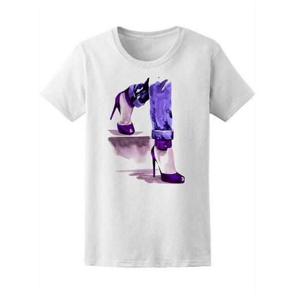 Cool Jeans High Heels Legs T-Shirt Women -Image by Shutterstock, Female Large