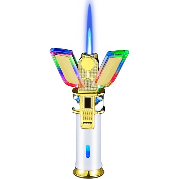 Cool Jet Flame Lighter - Windproof Torch Lighters, Spark Lence Design, Reusable Fire & Light System, Visible Fuel Tank, with Elegant Gift Box(Gas Not Include)