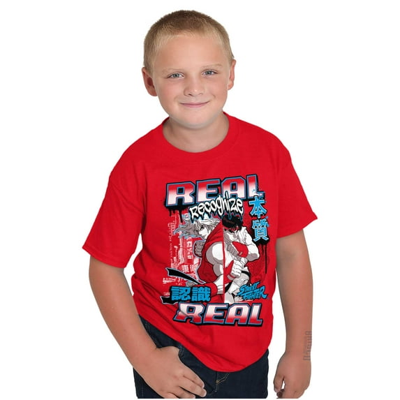 Cool Kanji Street Fighter Retro Ryu Crewneck T Shirts Boy Girl Teen Brisco Brands S