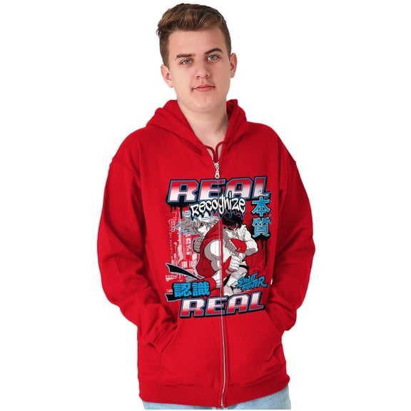 Cool Kanji Street Fighter Retro Ryu Unisex Plus Size Zip Hoodie Brisco Brands 5X