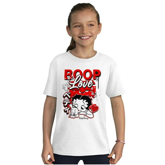 Cool Kanji Style Betty Boop Love Girls Kids T Shirt Tees Teen Brisco Brands L