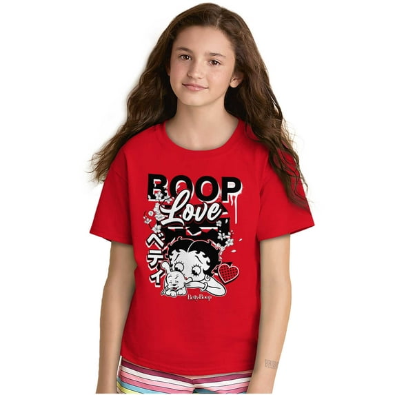 Cool Kanji Style Betty Boop Love Girls Kids T Shirt Tees Teen Brisco Brands L