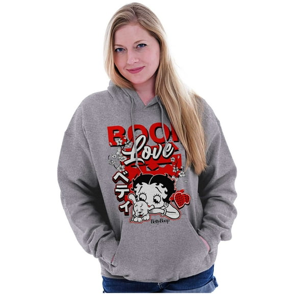Cool Kanji Style Betty Boop Love Hoodie Sweatshirt Women Brisco Brands L