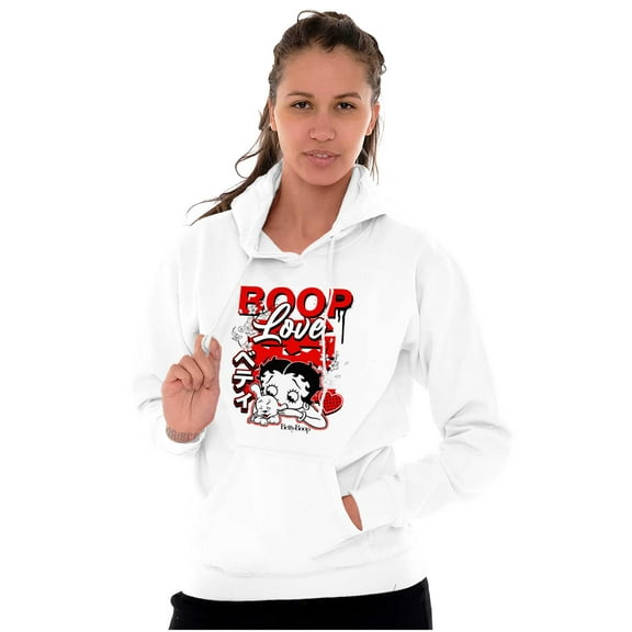 Cool Kanji Style Betty Boop Love Hoodie Sweatshirt Women Brisco Brands L