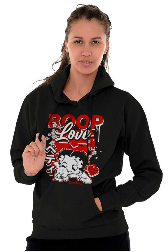 Cool Kanji Style Betty Boop Love Women Plus Size Hoodie Brisco Brands 2X