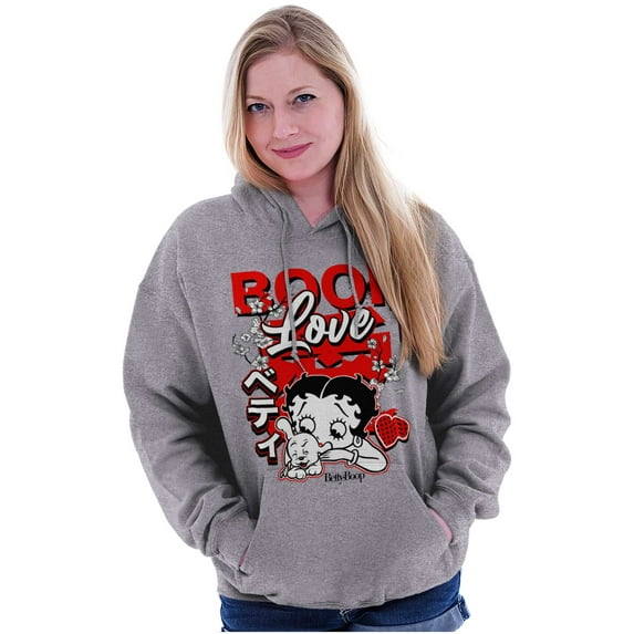Cool Kanji Style Betty Boop Love Women Plus Size Hoodie Brisco Brands 3X