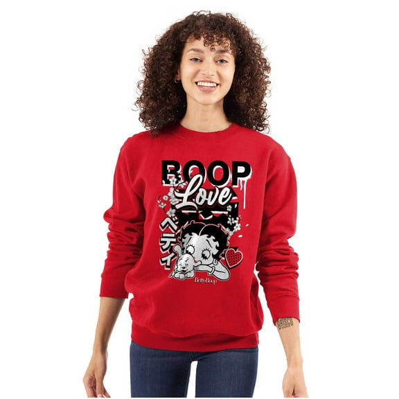 Cool Kanji Style Betty Boop Love Women Plus Size Sweatshirt Brisco Brands 2X