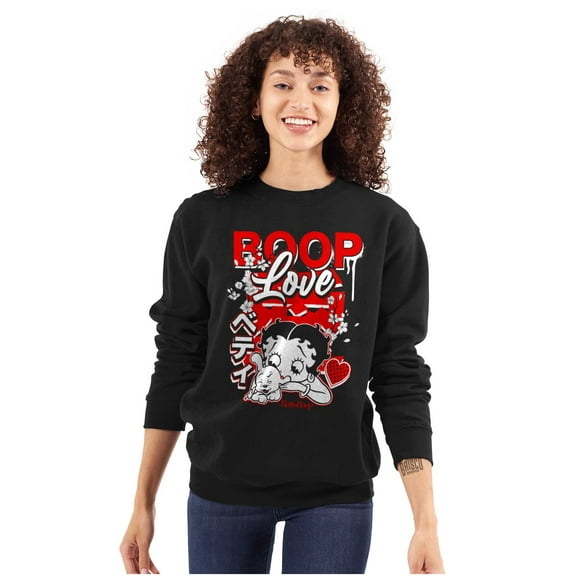 Cool Kanji Style Betty Boop Love Women Plus Size Sweatshirt Brisco Brands 3X