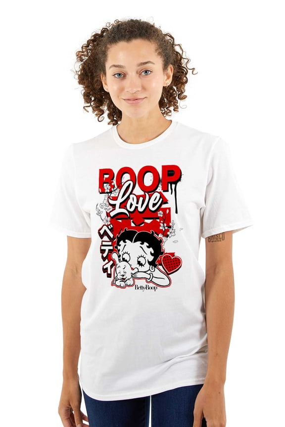 Cool Kanji Style Betty Boop Love Women's Graphic T Shirt Tees Brisco Brands L