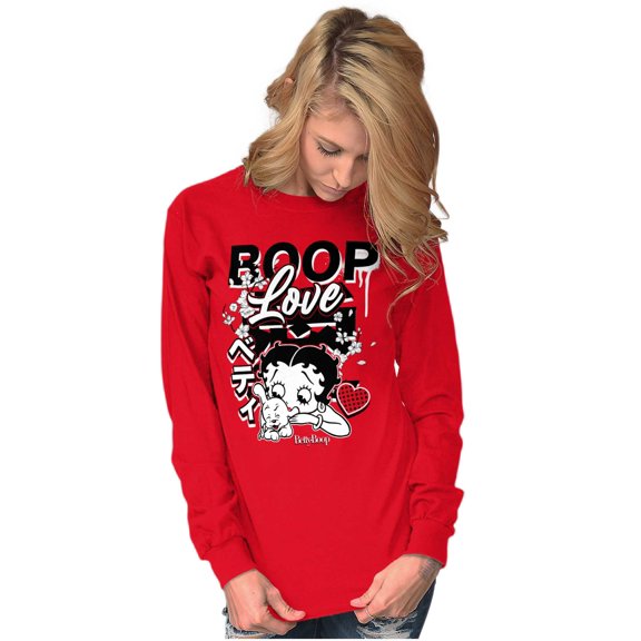 Cool Kanji Style Betty Boop Love Women's Long Sleeve T Shirt Brisco Brands S