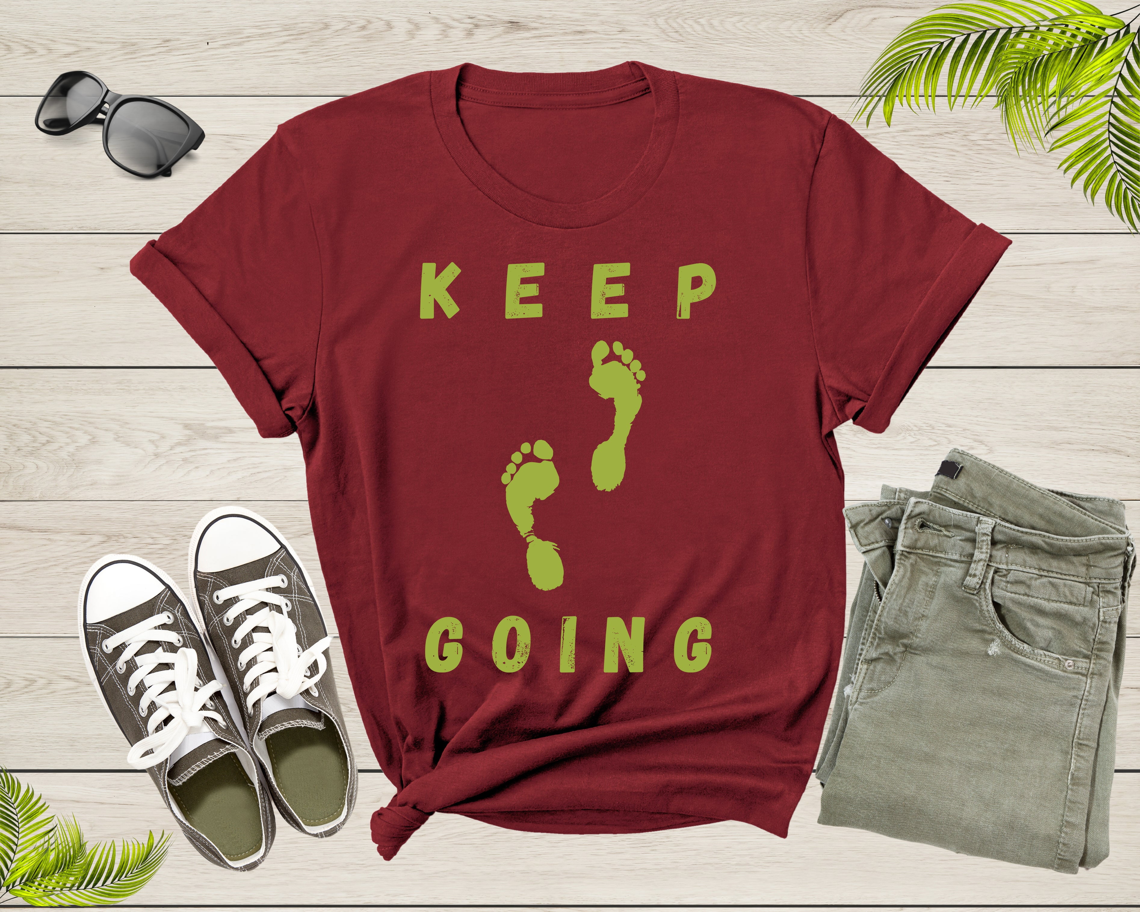 Cool Keep Going Motivational Quote Meme Walking Footprints TShirt