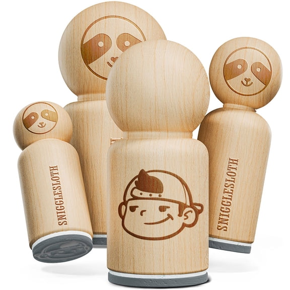 Cool Kid Boy With Backwards Hat Baseball Cap Rubber Stamp for Stamping Crafting Planners - 1 Inch Medium