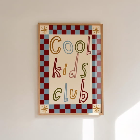 Cool Kids Club Poster, Cute Kids Room Wall Art, Blue Maroon Nursery Poster, Playroom Decor, Boy Gift, Colorful Kids Print (Unframed)