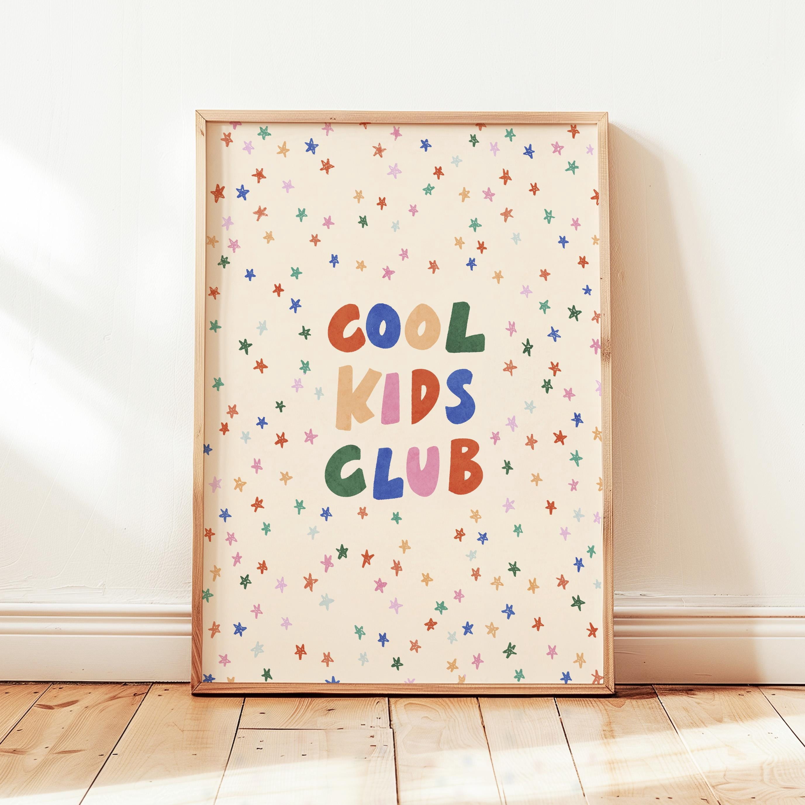Cool Kids Club Stars Print, Colorful Playroom Poster, Toddler Wall ...