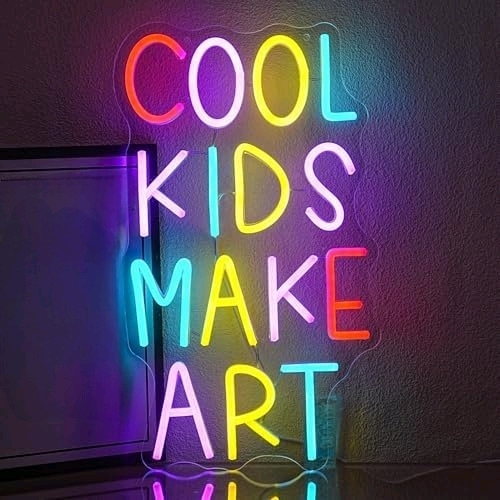 Cool Kids Make Art Neon Sign for Classroom Art Neon Light Classroom Decor Kids Neon Light Sign Colorful Letter Led Neon Lights for Bedroom Library Nursery School Decoration$$Tools & Hardware Other