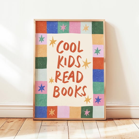 Cool Kids Read Books Printable, Colorful Playroom Poster, Nursery Wall ...