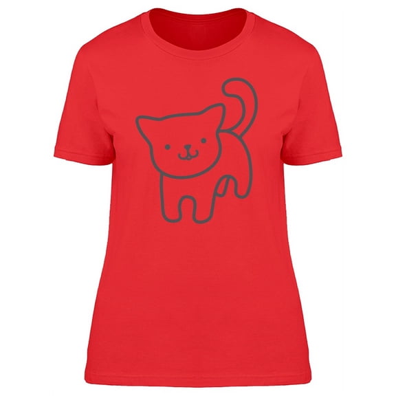 Cool Kitten Doodle Cartoon T-Shirt Women -Image by Shutterstock, Female Medium