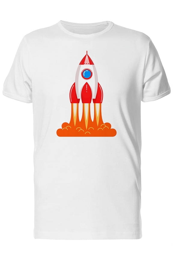 Cool Launching Rocket Cartoon T-Shirt Men -Image by Shutterstock, Male Large