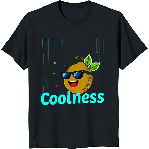 Cool Lemon Graphic Black T-Shirt with Sunglasses & Cheerful Design