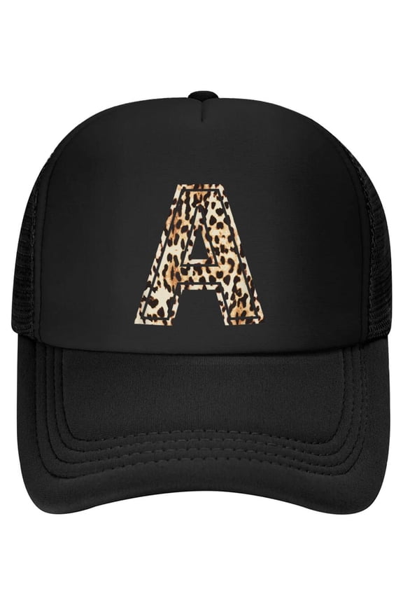 Cool Letter A Initial Name Leopard Cheetah Print Baseball Cap
