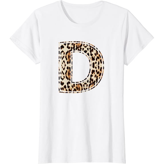 Cool Letter D Initial Name Leopard Cheetah Print T-Shirt