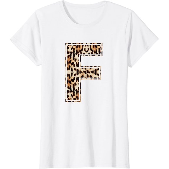 Cool Letter F Initial Name Leopard Cheetah Print T-Shirt