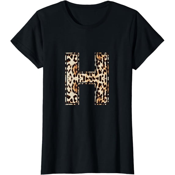 Cool Letter H Initial Name Leopard Cheetah Print T-Shirt