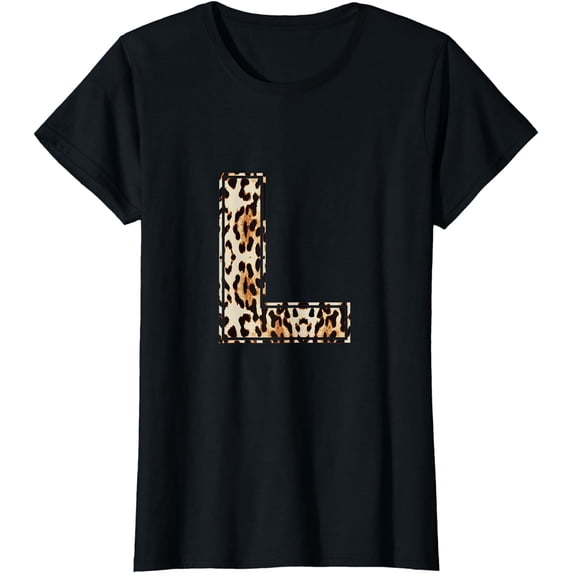 Cool Letter L Initial Name Leopard Cheetah Print T-Shirt