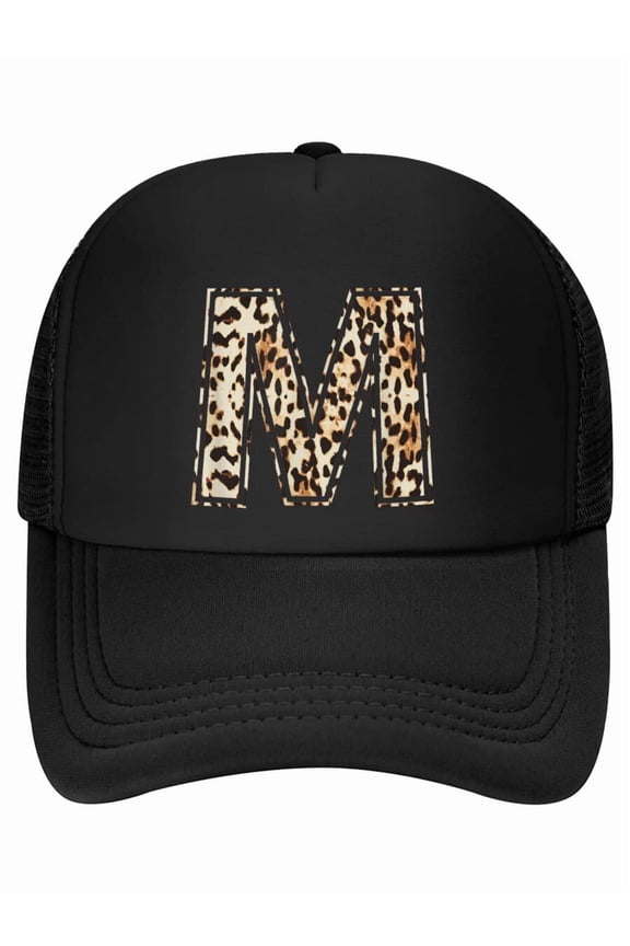 Cool Letter M Initial Name Leopard Cheetah Print Baseball Cap