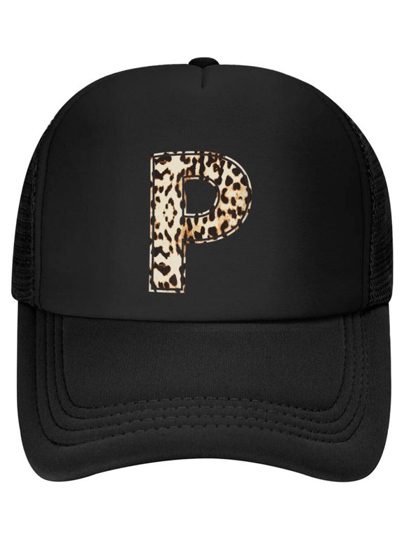 Cool Letter P Initial Name Leopard Cheetah Print Baseball Cap