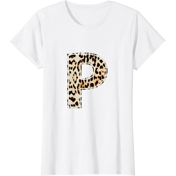 Cool Letter P Initial Name Leopard Cheetah Print T-Shirt