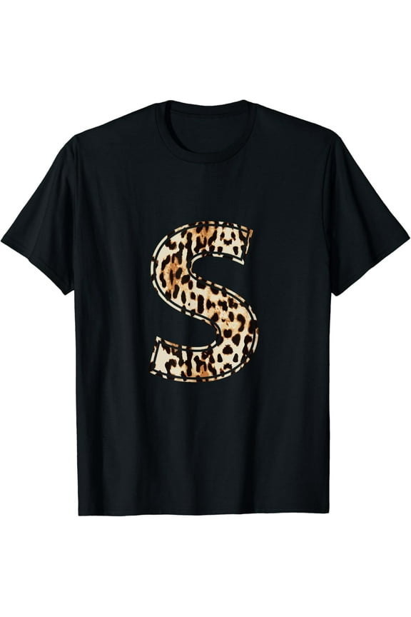 Cool Letter S Initial Name Leopard Cheetah Print T-Shirt