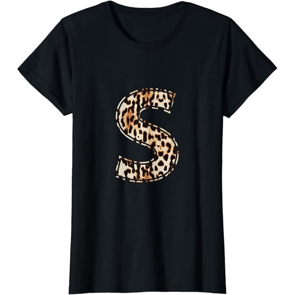 Cool Letter S Initial Name Leopard Cheetah Print T-Shirt
