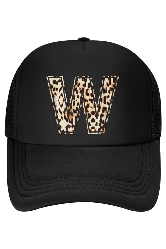 Cool Letter W Initial Name Leopard Cheetah Print Baseball Cap