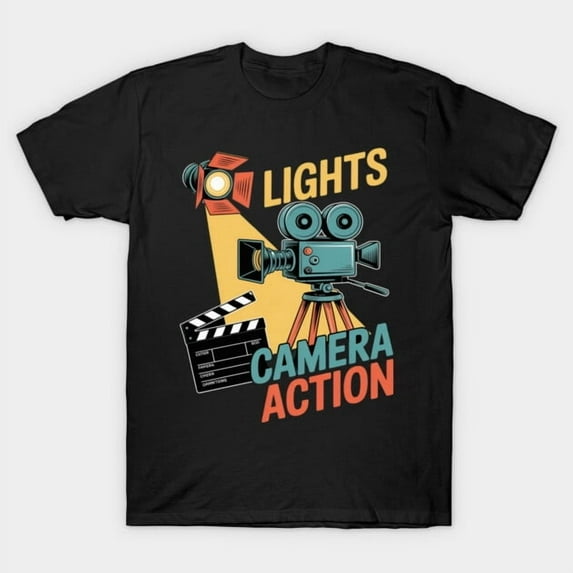 Cool Lights Camera Action Movie Or Directors Gift Film Buff Cinema Lover Unisex T-Shirt