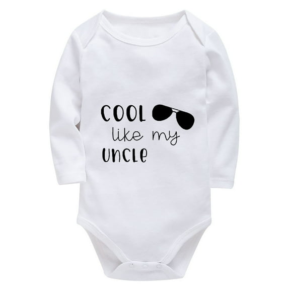 Cool Like My Uncle Newborn Outfit Long Sleeve Baby Boy Newborn Outfits for Hospital White Baby Romper 6-9 Months Girl