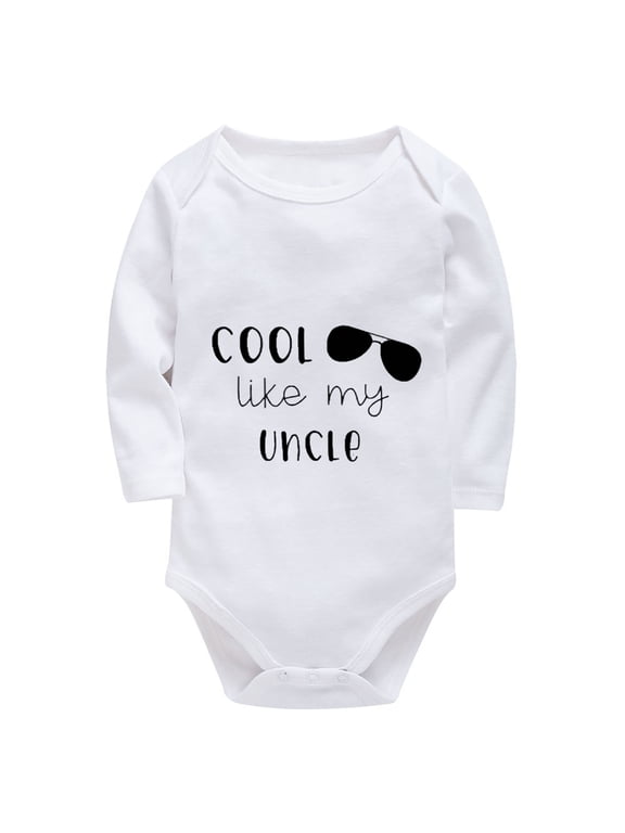 Cool Like My Uncle Onesie Neutral Long Sleeve Baby Boy Romper White Boys Onsies0-3 Months