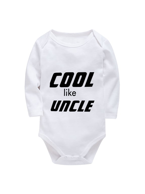 Cool Like My Uncle Romper Baby Long Sleeve Boy Onsie White 0-3 Months Baby Boy Outfits